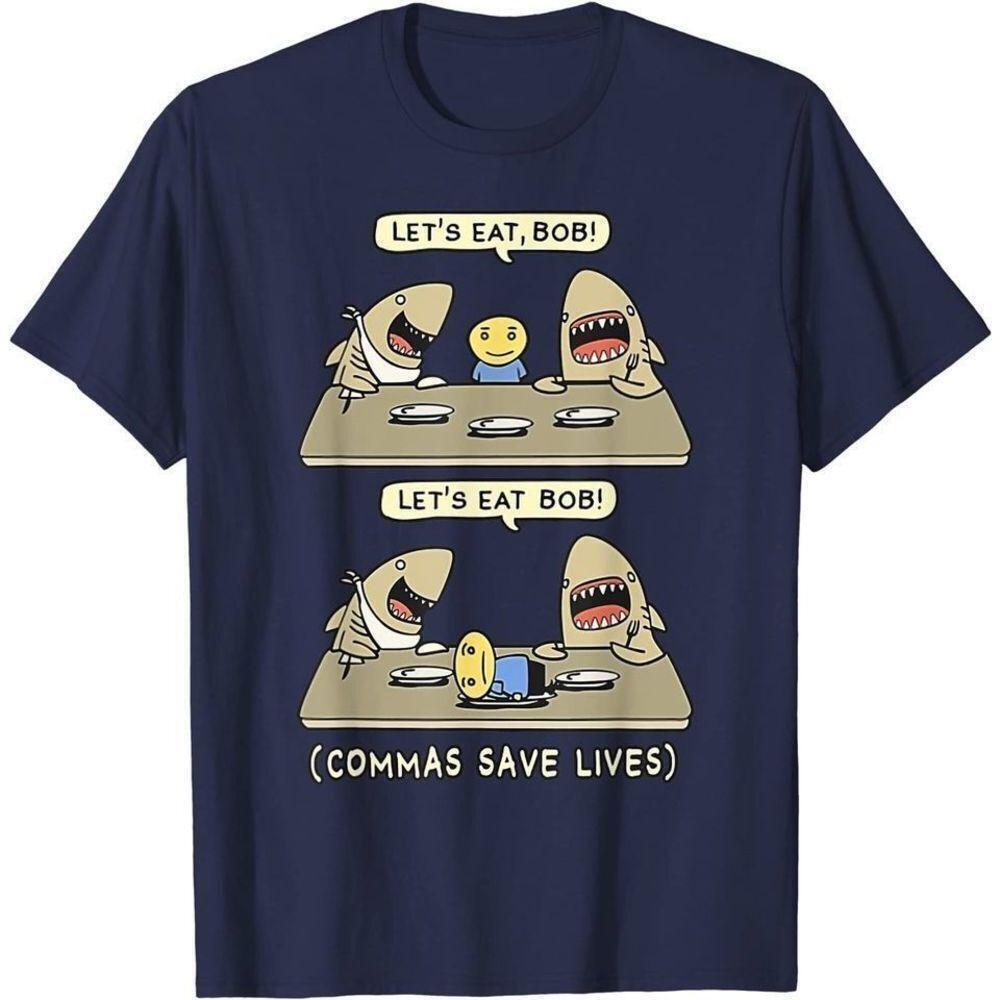 Commas Save Lives Grammar Shark Unisex T-Shirt